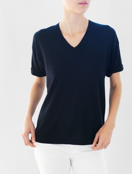Luxo Knit T V-Neck - Black