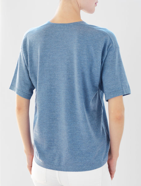 Luxo Knit T V-Neck - Chambray