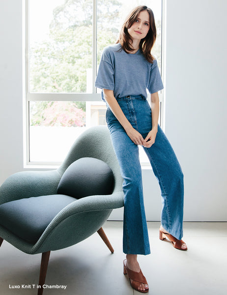 Luxo Knit T Round Neck - Chambray