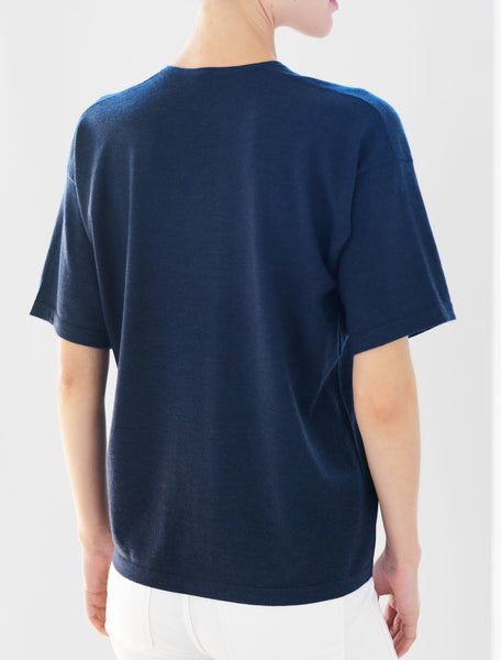 Luxo Knit T V-Neck - Ink