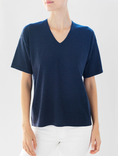 Luxo Knit T V-Neck - Ink