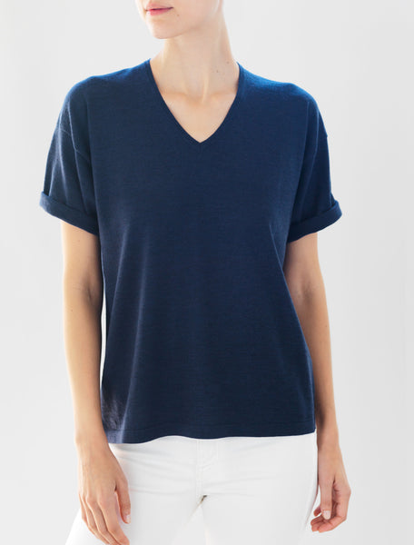 Luxo Knit T V-Neck - Ink