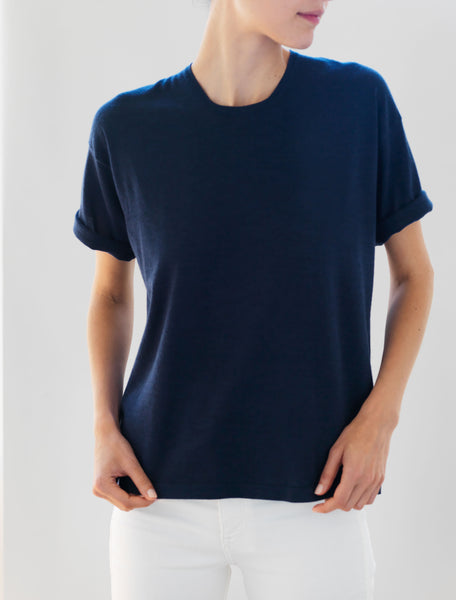 Luxo Knit T Round Neck - Ink