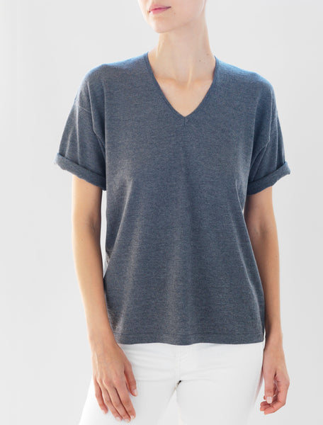 Luxo Knit T V-Neck - Light Charcoal