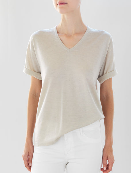 Luxo Knit T V-Neck - Oatmeal