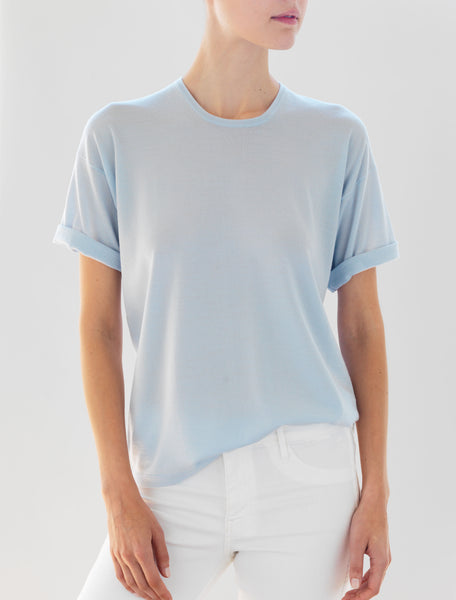 Luxo Knit T Round Neck - Pale Blue