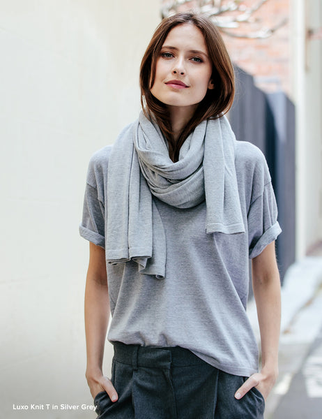Luxo Knit T Round Neck - Silver Grey