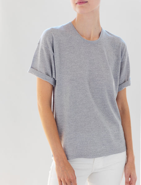 Luxo Knit T Round Neck - Silver Grey