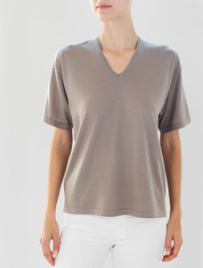 Luxo Knit T V-Neck - Fawn