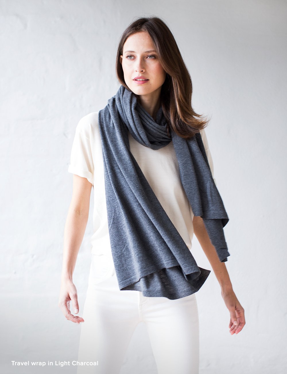 Australian Superfine Merino Wrap Soiree Size - Light Charcoal