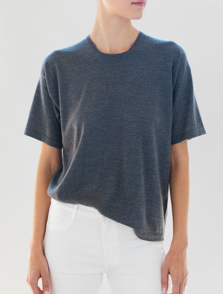 Luxo Knit T Round Neck - Light Charcoal
