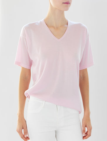 Luxo Knit T V-Neck - Pale Pink