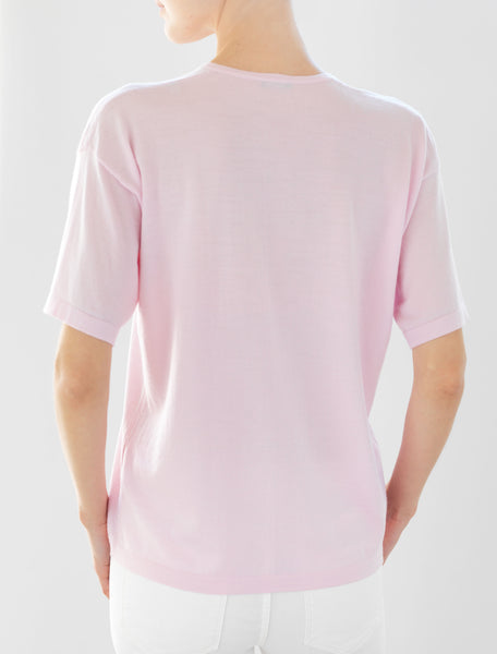 Luxo Knit T V-Neck - Pale Pink