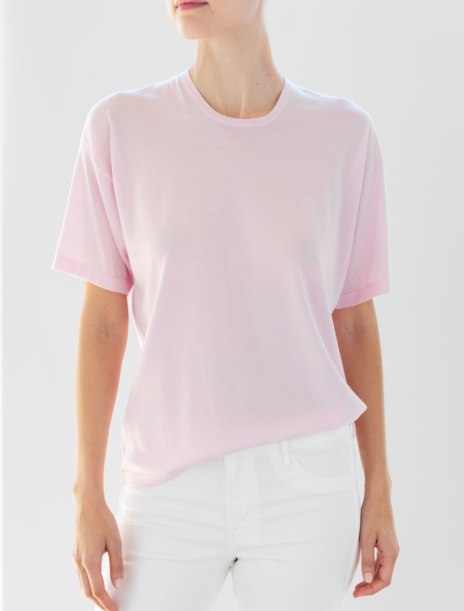 Luxo Knit T Round Neck - Pale Pink